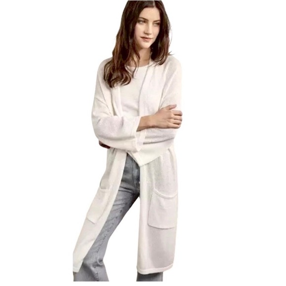 Elizabeth & James White Button-Front Cardigan Duster Size L - Picture 1 of 13